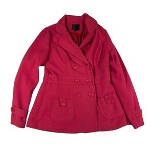 Mine‎ Pink Wool Blend Peacoat Trench Jacket Size Medium Barbie Girly